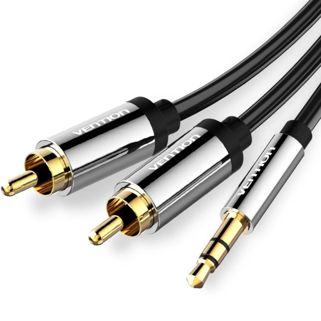 Аудіо кабель Vention AUX 3.5 mm M - 2xRCA M 3 m Black BCFBG