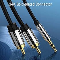 Аудіо кабель Vention AUX 3.5 mm M - 2xRCA M 3 m Black BCFBG, фото 3