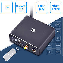 ЦАП цифро-аналоговий перетворювач AYINO з пультом ДК Bluetooth 5.0 підтримує USB мікрофон, фото 3