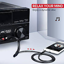 Аудіо кабель Ugreen Hi-Fi AUX jack 3.5 mm - 2xRCA 1 метр Black, фото 4