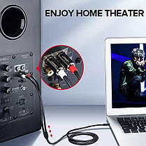 Аудіо кабель Ugreen Hi-Fi AUX jack 3.5 mm - 2xRCA 1 метр Black, фото 6