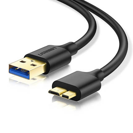 Кабель MicroUSB 3.0 DATA Cable Ugreen для корпусів SSD HDD до 4ТБ фотокамер 0.5 метра золоте напилення, фото 1