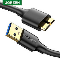 Кабель MicroUSB 3.0 DATA Cable Ugreen для корпусів SSD HDD до 4ТБ фотокамер 0.5 метра золоте напилення, фото 3