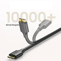 Кабель MicroUSB 3.0 DATA Cable Ugreen для корпусів SSD HDD до 4ТБ фотокамер 0.5 метра золоте напилення, фото 6