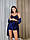 Жіноча велюрова піжама четвірка XL т синій, фото 3