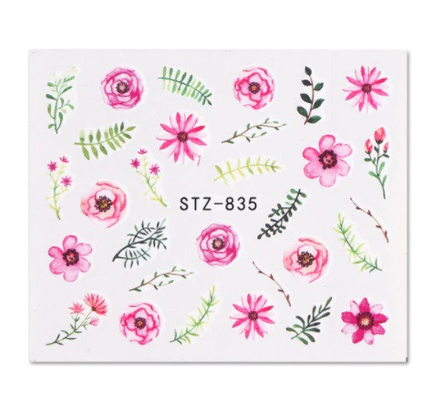 Водні слайдери на гель лак "Квіти" - розмір наклейки 6*5см, інструкція по застосуванню є в описі, фото 1