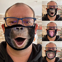 Прикольная смешная 3д маска многоразовая Балаклава обезьяна