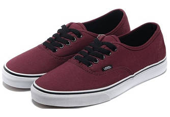 Жіночі кеди Vans Authentic "Red" (в стилі Ванс Олд Скул) бордові
