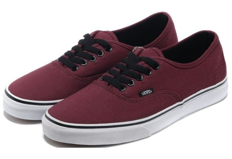 Жіночі кеди Vans Authentic "Red" (в стилі Ванс Олд Скул) бордові