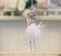 Декоративная новогодняя подвеска Ангел h10см розовый 1016568-2 сердечный