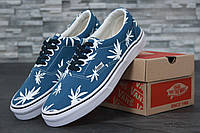 Мужские кеды Vans Vault Era LX OG Palm Leaf Повседневные Кеды для мужчин Ванс Эра синие с принтом Хлопок