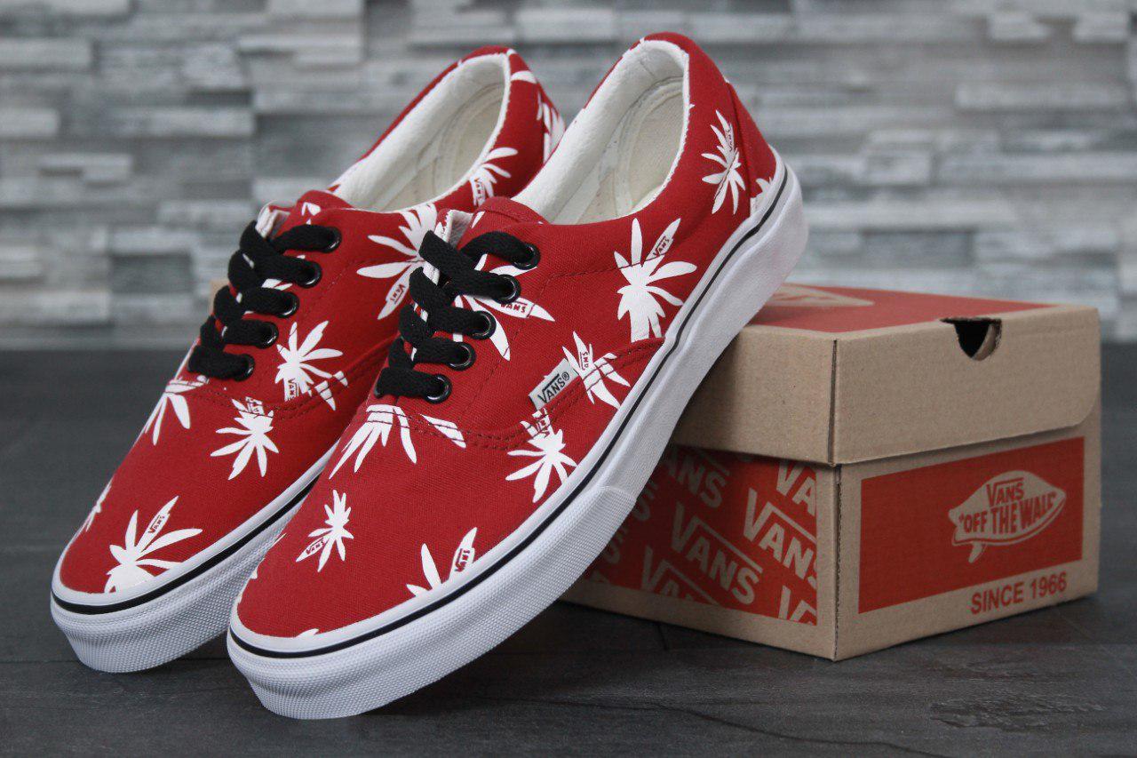 Чоловічі кеди Vans Vault Era LX OG 'Palm Leaf' (в стилі Ванс Ера) крассные принтом