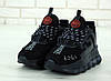 Жіночі кросівки Versace Chain Reaction 2 Chainz (в стилі Версаче) чорні, текстиль, замш 38-39 розмір, фото 6