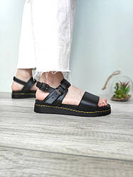 Жіночі чоботи Sandals Dr. Martens Black чорні Мартінси сандалі на ремінцях чорного кольору прошиті