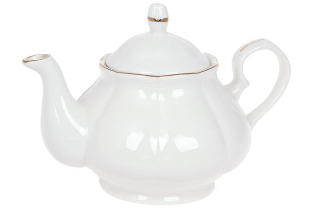 Чайник заварювальний порцеляновий Вів'єн 900 мл із золотим кантом (993-413), фото 1