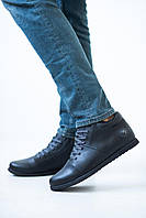 Мужские ботинки кожаные зимние черные
