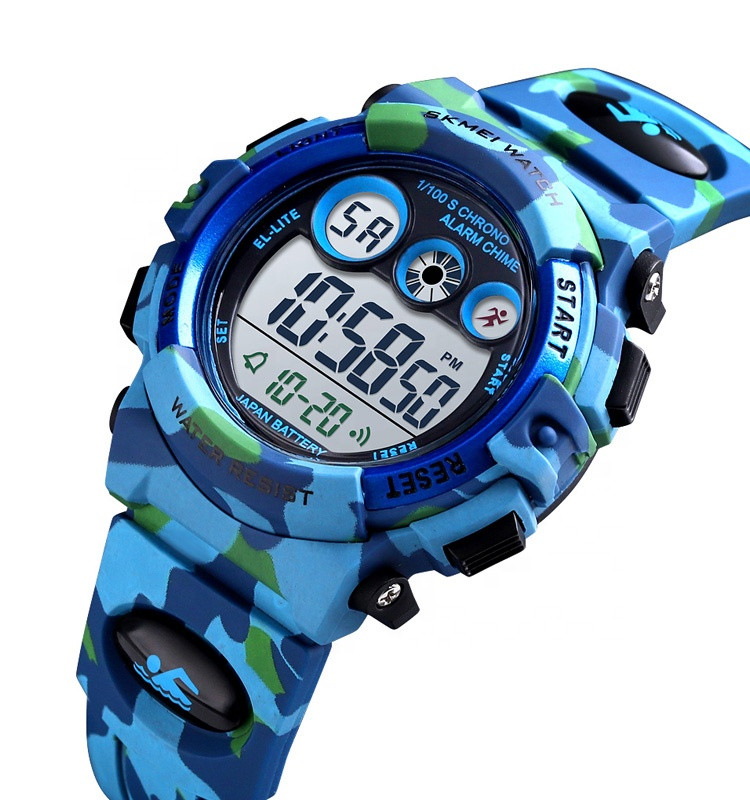 Спортивний дитячий годинник Skmei 1547 KIDS блакитний камуфляж
