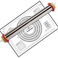 Оригинальная скалка для теста Cooking House с кольцами раскатки теста и ковриком для выпекания, smil