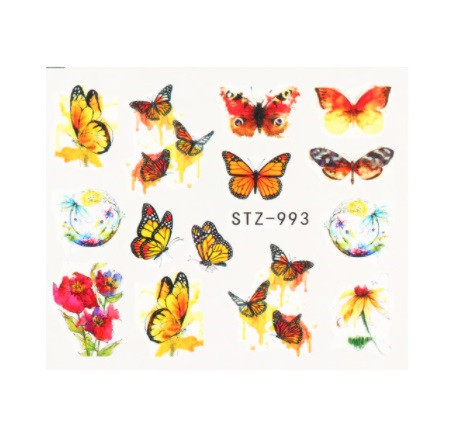 Водні слайдери на нігті "Метелики" - розмір наклейки 6*5см, інструкція по застосуванню є в описі, фото 1