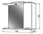Дзеркало ЮВВІС у ванну кімнату 70 см біле МАРКО з шафкою праворуч, фото 5