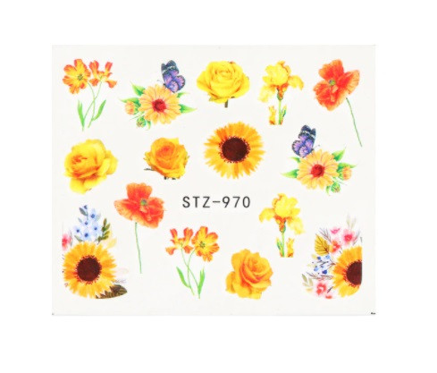Водні наклейки на нігті "Квіти" - розмір наклейки 6*5см, інструкція по застосуванню є в описі, фото 1