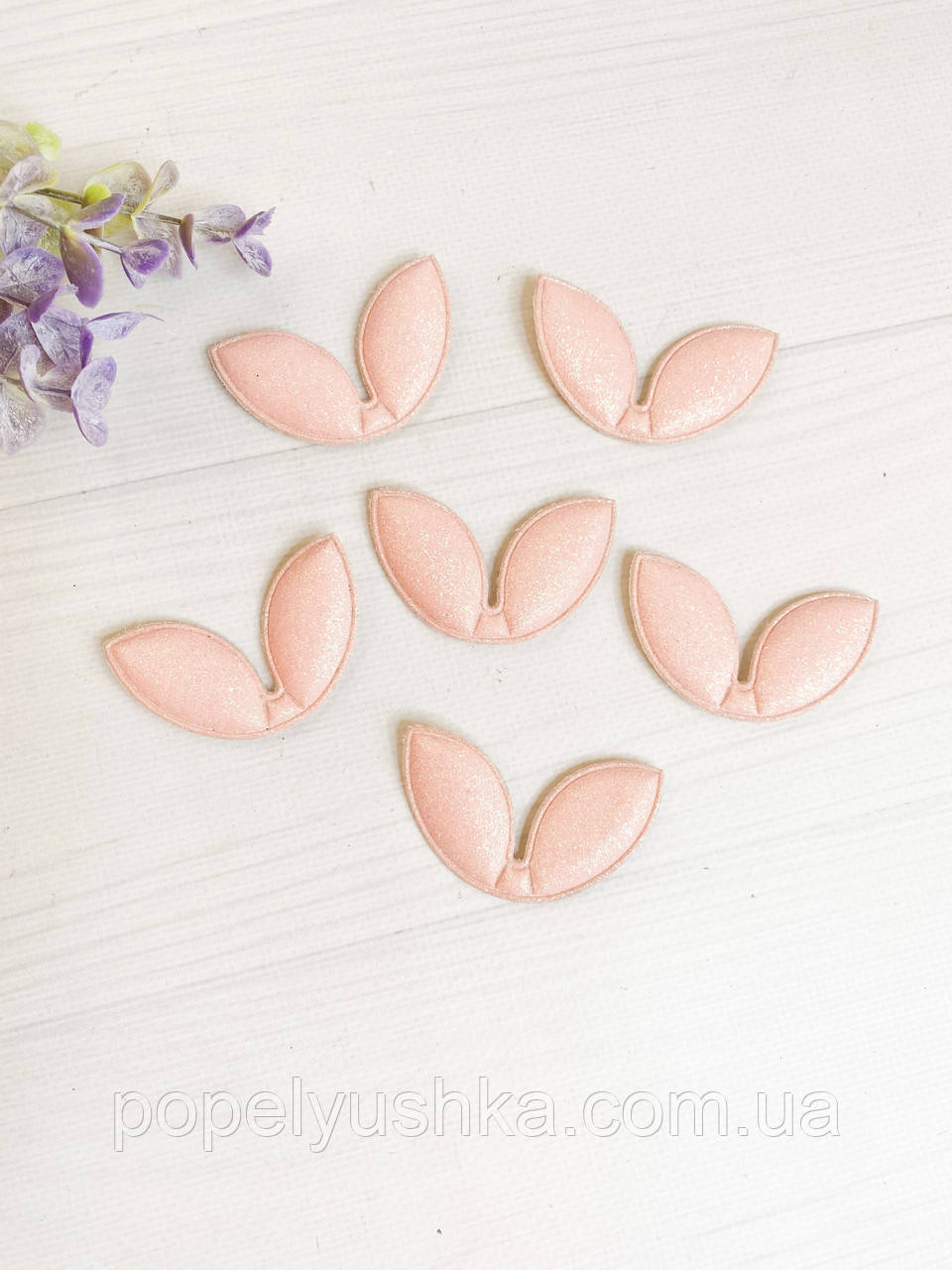 Патчі м'які "Вушка" персикові з глітером 35х55 мм, фото 1