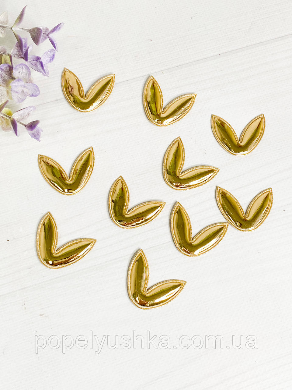Патчі "Вушка" лаковані золоті 35х32 мм, фото 1