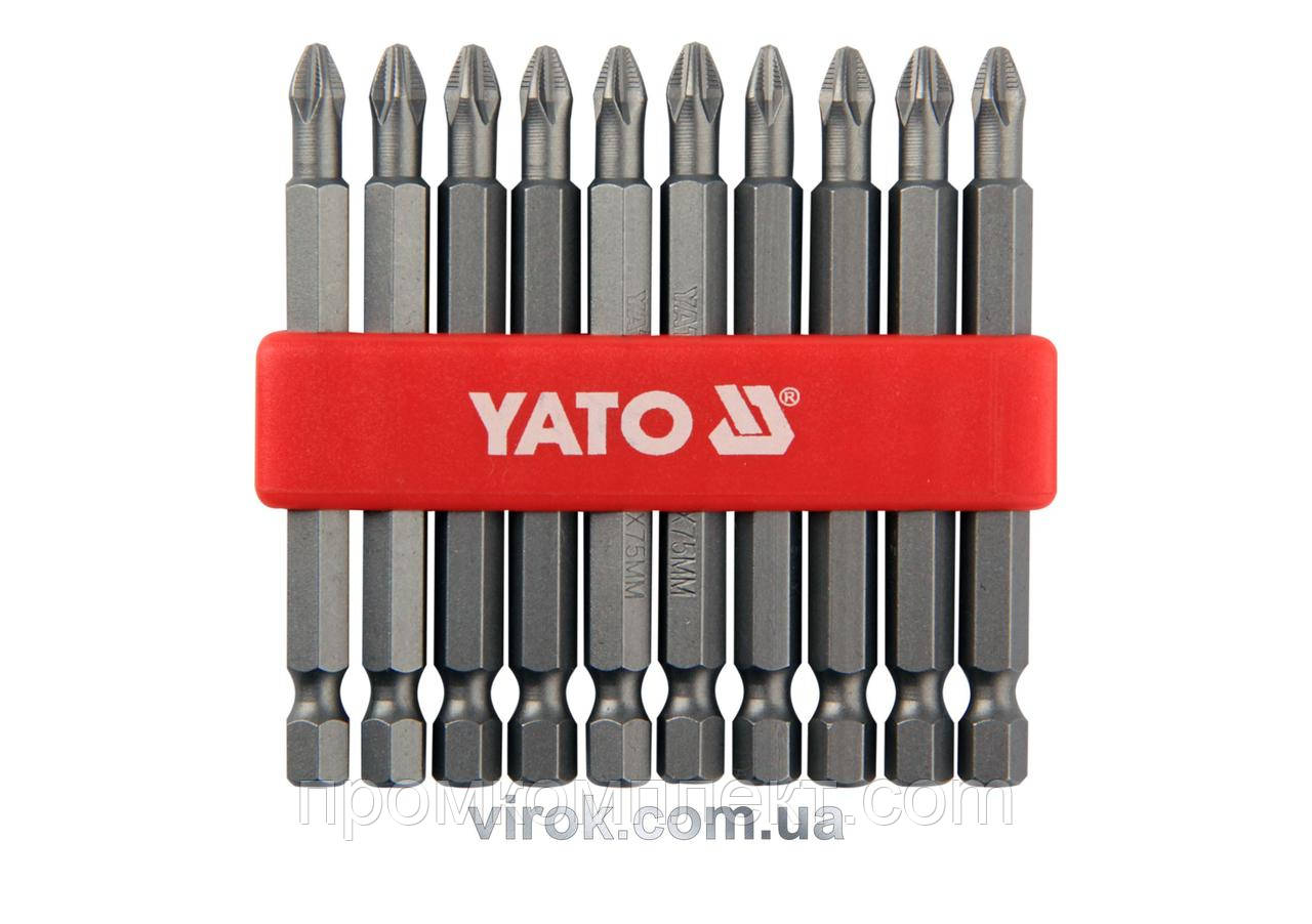 Насадка викруткова YATO 1/4" хрестова PН2 х 75 мм 10 шт