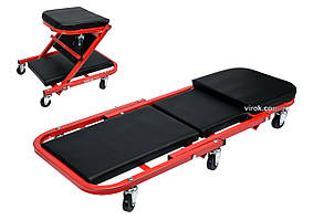 Лежак-сидіння для ремонту YATO на 6 колесах, 91х 42х 13 см, для навантаження лежачого/сидяче положення - 150/120