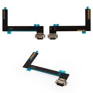 Шлейф для iPad Air 2, конектора зарядки, з компонентами, чорний