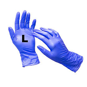 Рукавички нітрилові неопудрені сині розмір L 50 пар