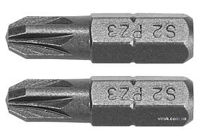 Насадка викруткова YATO "Pozidriv" PZ3 x 25 мм HEX 1/4" AISI S2 2 шт