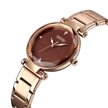 Жіночий годинник на браслеті Skmei 9180 Miss рожеве золото