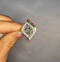 Кольцо серебряное с изумрудом и рубином 7,16 г
