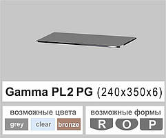 Поличка зі скла настінна навісна універсальна прямокутна Commus PL2 PG (240х350х6мм)