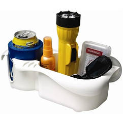 Тримач для предметів човновий багатофункціональний Attwood з підсклянником білий пластик для 3 риболовних приманок телефон