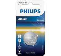 Батарейка кнопковая, литиевая PHILIPS (CR2430/00B)