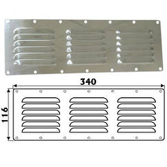 Вентиляційна решітка для човна катера та яхти Osculati 116х340 мм нержавіюча сталь дзеркальне полірування Італія