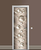 Декор двери Наклейка виниловая Стальные пузыри шары сферы ПВХ пленка с ламинацией 65х200 см Абстракция Серый