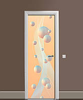 Декор двери Наклейка виниловая Перламутровые Сферы шары ПВХ пленка с ламинацией 65х200 см Абстракция Розовый