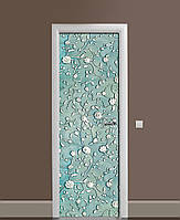 Виниловая наклейка на дверь Французская лепка ПВХ пленка с ламинацией 65х200 см Текстуры Голубой