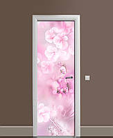 Декоративная наклейка на двери Нежные полевые цветы ПВХ пленка с ламинацией 65х200 см цветы Розовый