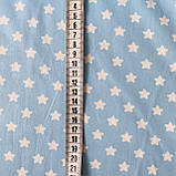 Сатин з білими зірочками на блакитному, ш. 160 см, фото 3