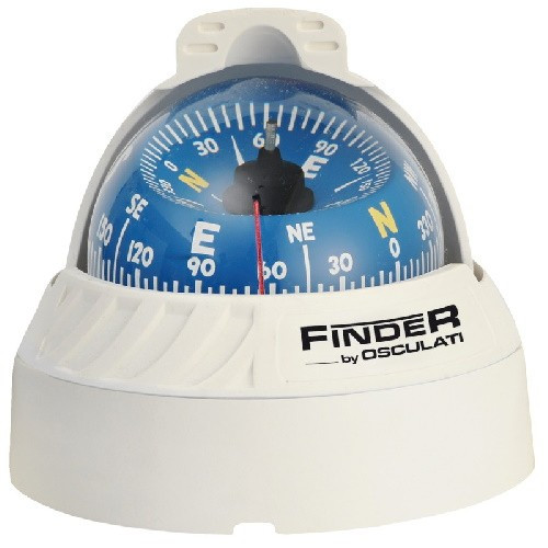 Компас на катер яхту Finder накладний 67 мм 15° білий Osculati з підсвіткою і лимбом до 30°, фото 1