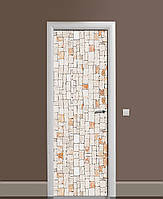 Виниловая наклейка на дверь Каменная мозаика ПВХ пленка с ламинацией 65х200 см Текстуры Бежевый