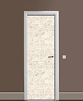 Виниловая наклейка на дверь Мозаика Песчаник Камень ПВХ пленка с ламинацией 65х200 см Текстуры Бежевый