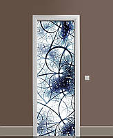 Декоративная наклейка на двери Сферы Неоновый Свет ПВХ пленка с ламинацией 65х200 см Геометрия Синий