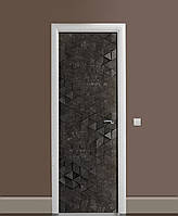 Декор двери Наклейка виниловая Каменная абстракция под камень ПВХ пленка с ламинацией 65х200 см Текстуры Серый