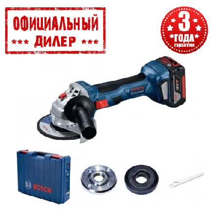 Акумуляторна безщіткова кутова шліфмашина Bosch GWS 180-LI (18В, 4аг), фото 2