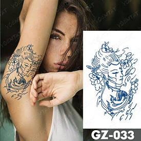 Juice (Пігментаційні). Флеш Тату. 18*11 См. Тимчасова, Перевідна. Дівчата, Японський Стиль, Gz-033 (S)